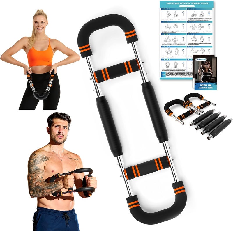 JHMFDDSB Twister Arm Trainer, Adjustable 6 Resistance Levels(30-120lb) Twister Arm Chest Exerciser with 4 Springs & Poster for Men & Women, Chest Workout Device Equipment for Chest Clip Muscle & Arm Strength - Image 1